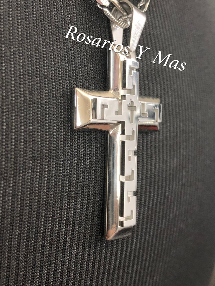 Cross with 24" Necklace (24K White Gold Plated)