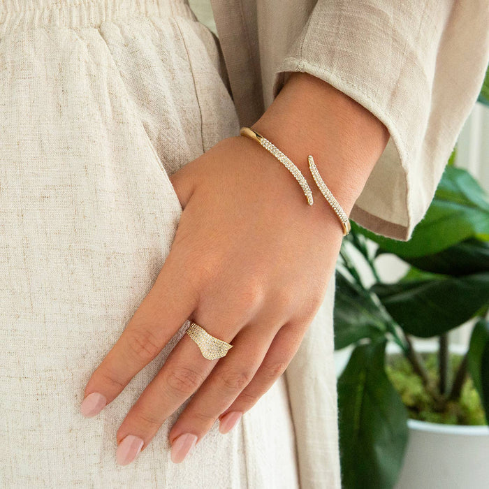 Crystal wrap hinge bangle