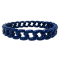 Navy Cuban chainlink bracelet by la lumiere ny featuring interlocking links and a sleek design.