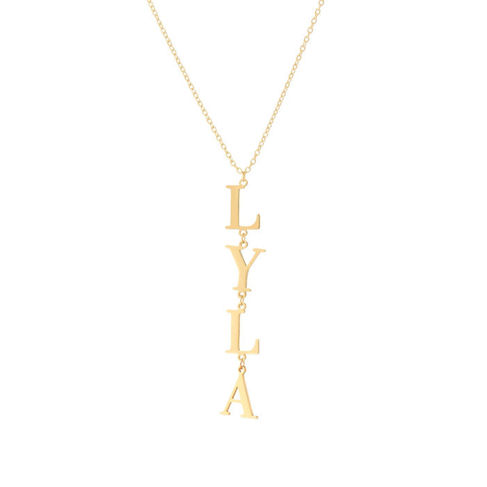 Custom Cleo Vertical Name Necklace - Water Resistant