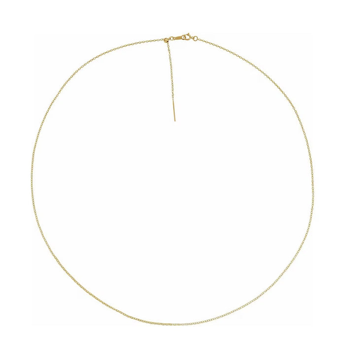 Dainty link chain adjustable necklace in gold, featuring delicate links and a simple design for versatile styling.