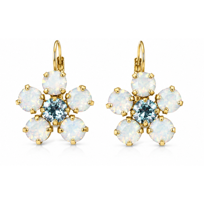 Cathie Nilson Daisy Earring featuring a delicate flower design, gold-toned metal with intricate petal details.