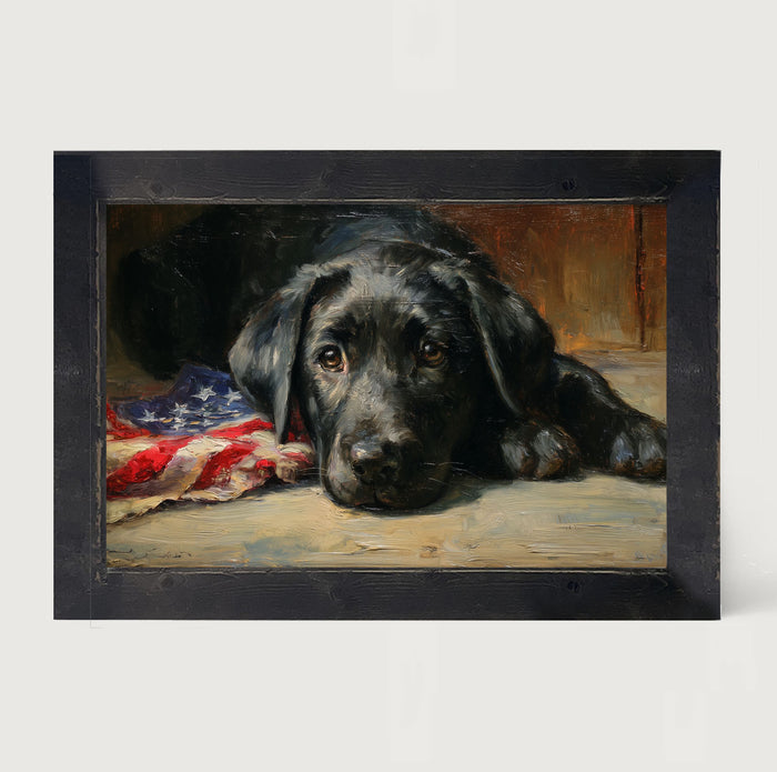 Dog Relaxing on the Fourth - Framed Art