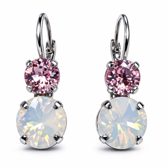 Cathie Nilson double round drop earrings featuring two interconnected circular hoops in a sleek, modern design.