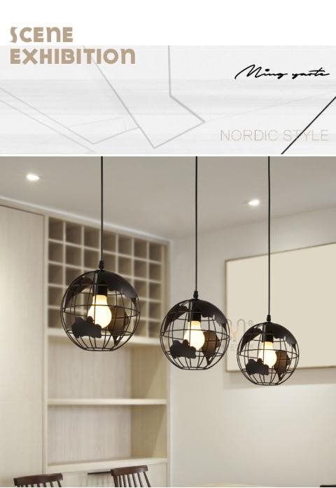 Earth Pendant Lights In Brown / Black Metal Ceiling Light