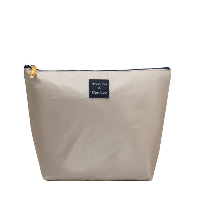 Bourban and Bamboo essentials bag in a stylish pouch design, featuring a sleek shape and durable fabric.