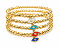 Evil Eye Beaded Stretch Bracelets Set- Gold