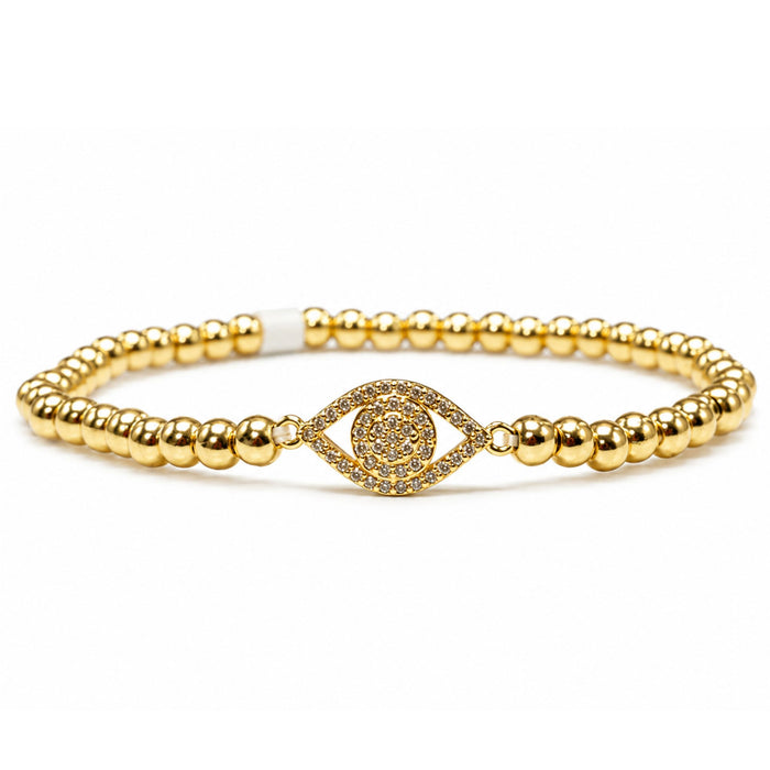 Evil Eye CZ Beaded Stretch Bracelet