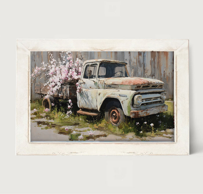 Farm Truck with Pink Flowers