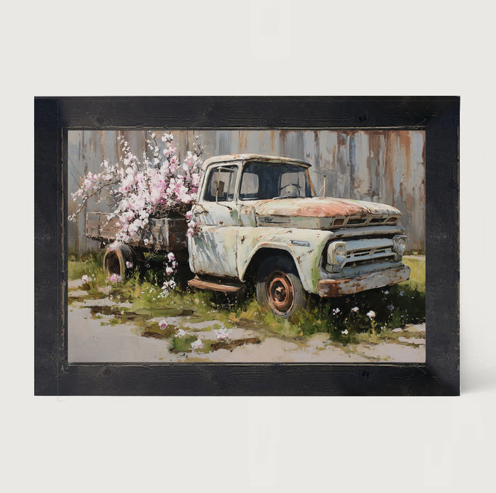 Farm Truck with Pink Flowers