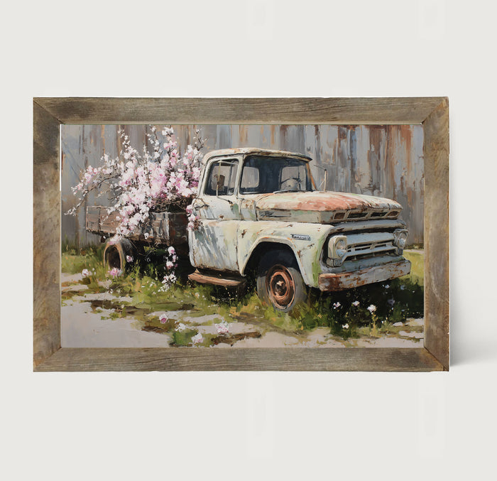 Farm Truck with Pink Flowers