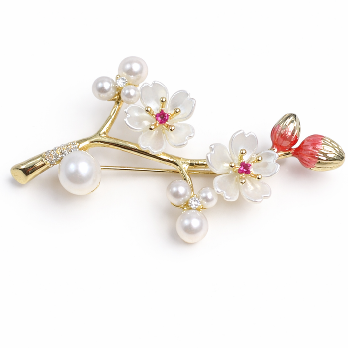 Colorful flower blossom brooch with multicolor petals, designed by Private Label, featuring a detailed floral jewelry accessory.