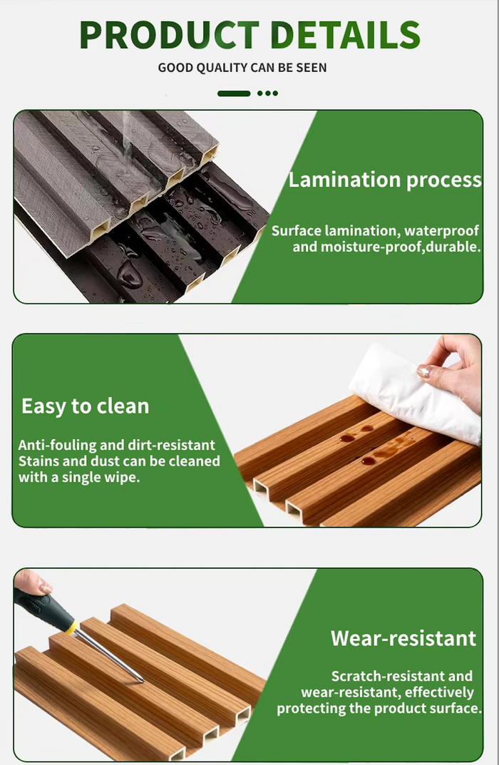 Fluted Panels 150x3000mm WPC Slated Wall Panel - Wooden