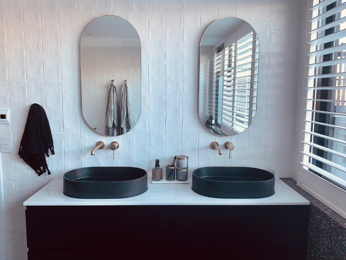 Frameless Capsule Shape mirrors. This is the standard shape.