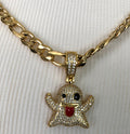 Ghost Iced Out Pendant with 28" Necklace (14K Gold Finish)