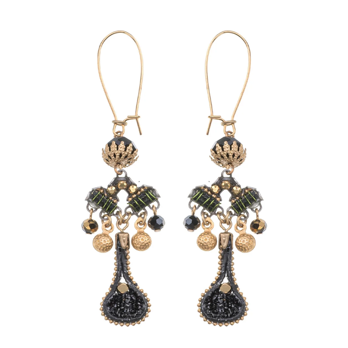Gilded Black Vuloria Earrings by Ayala Bar, featuring intricate design and elegant black and gold tones.