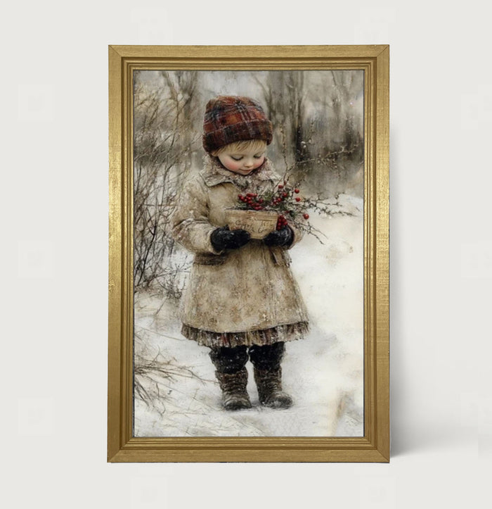 Girl with Red Berries - Framed Art