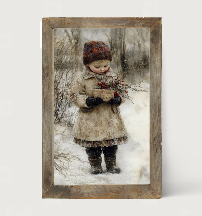 Girl with Red Berries - Framed Art