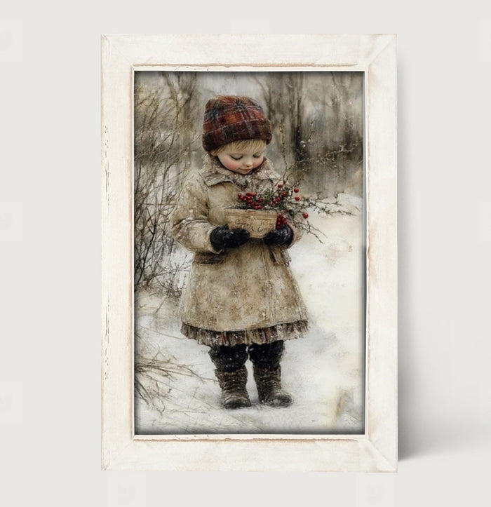 Girl with Red Berries - Framed Art