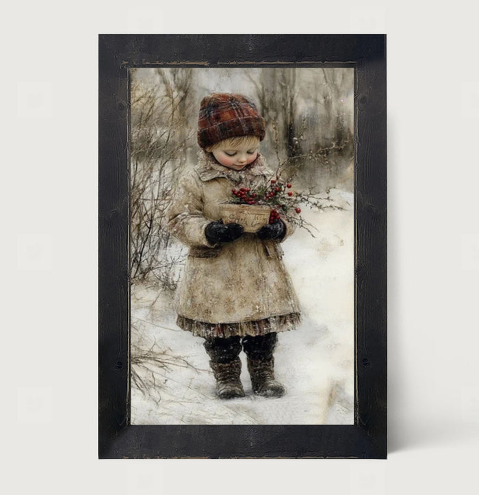Girl with Red Berries - Framed Art