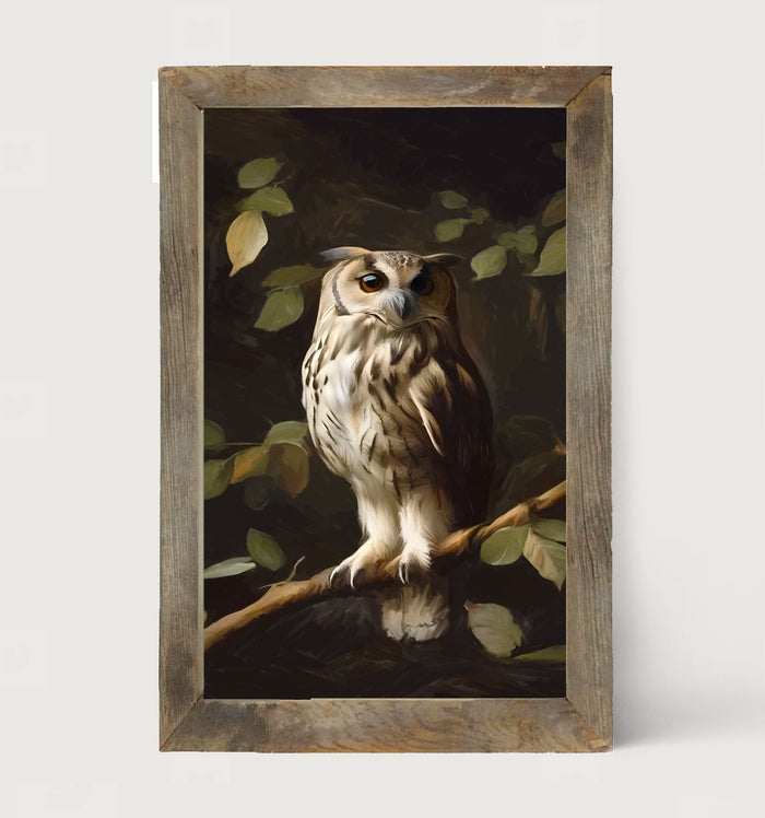 Gray and White Owl - Framed Art