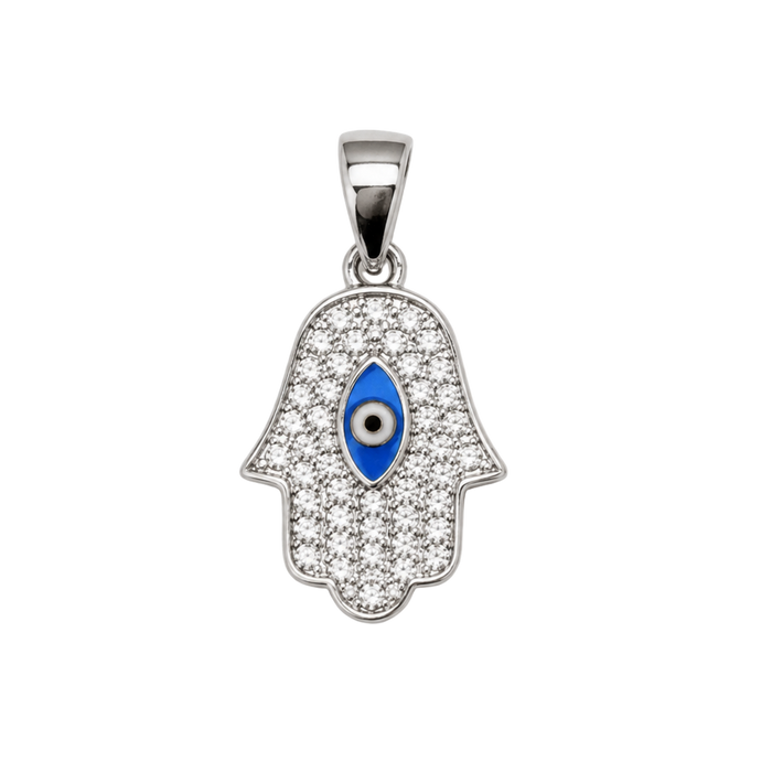 Hamsa Turquoise CZ Charm