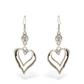 Handmade Heart Clear Crystal Pewter Earrings - 1955