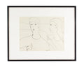 Harry Hilson 1960 Ink Drawing of Two Figures