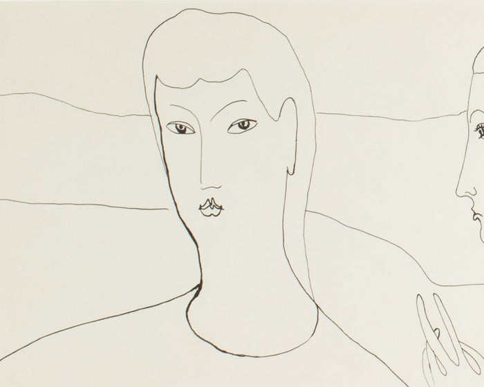 Harry Hilson 1960 Ink Drawing of Two Figures