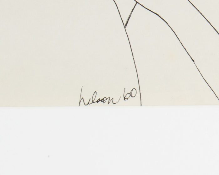 Harry Hilson 1960 Ink Drawing of Two Figures