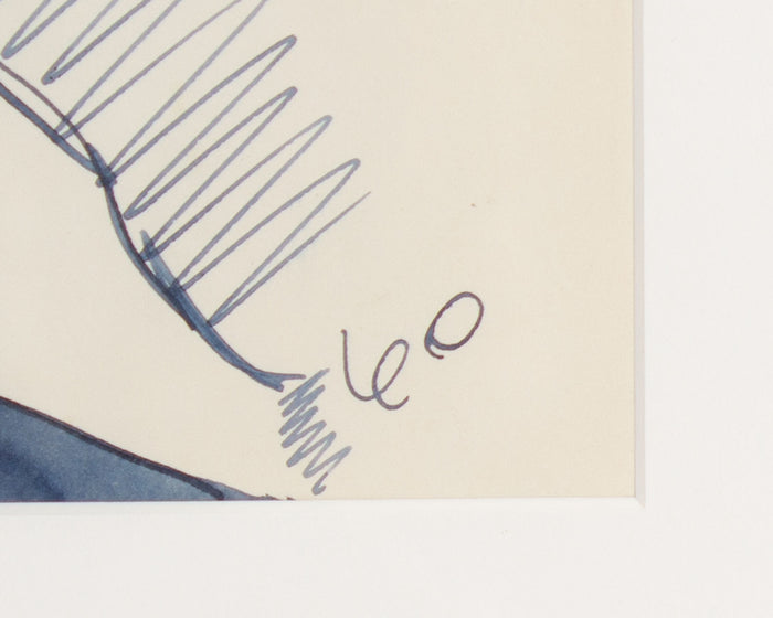 Harry Hilson Signed 1960 Ink Portrait Drawing of a Woman