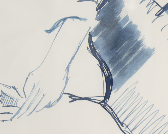 Harry Hilson Signed 1960 Ink Portrait Drawing of a Woman