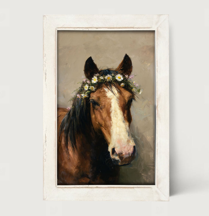 Horse with Flowery Mane - Framed Art