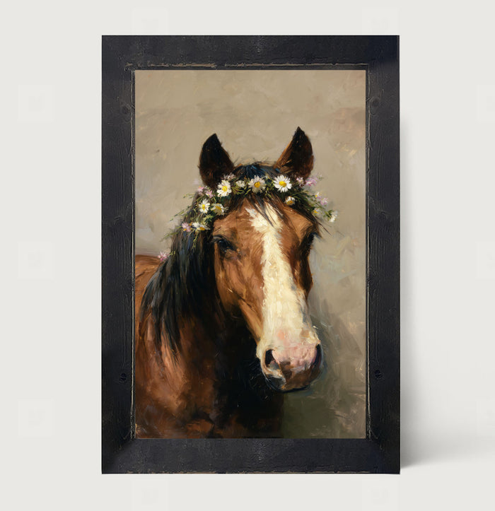 Horse with Flowery Mane - Framed Art