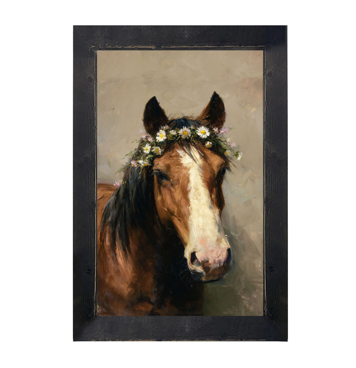 Horse with Flowery Mane - Framed Art