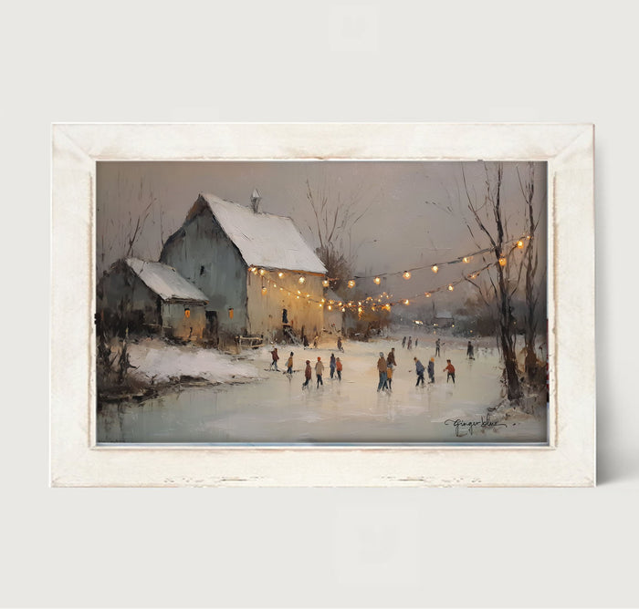 Ice Skating at the Farm - Framed Art