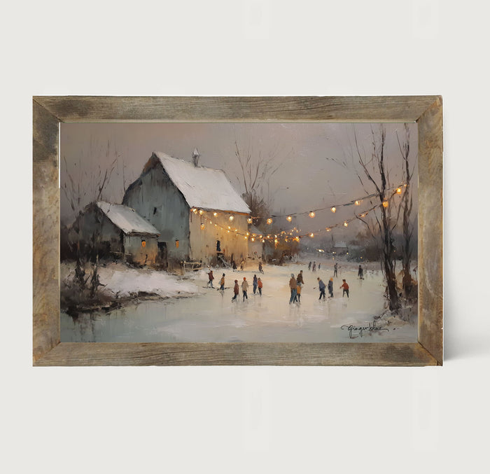 Ice Skating at the Farm - Framed Art