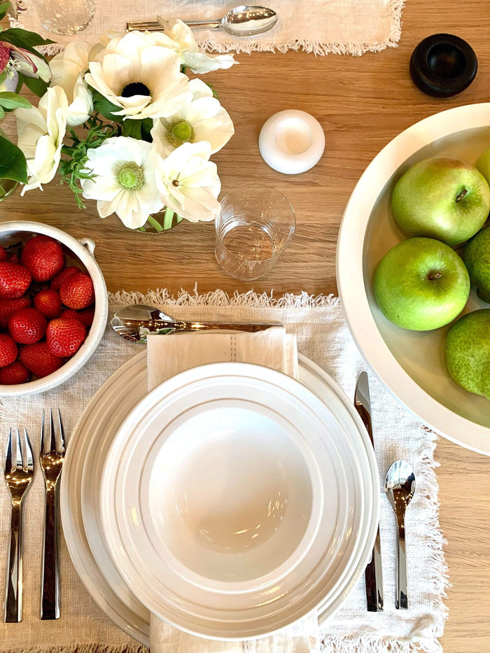 John Julian Impressed Line Dinner Plate by John Julian Tabletop New Dinnerware 10.6" Diameter / White / Porcelain