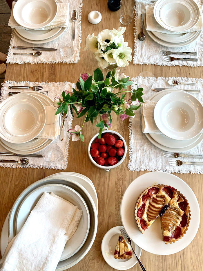 John Julian Impressed Line Dinner Plate by John Julian Tabletop New Dinnerware 10.6" Diameter / White / Porcelain