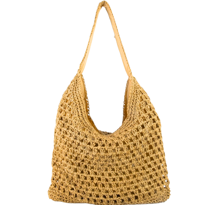 Intricate Straw Weave Large Shoulder Bag