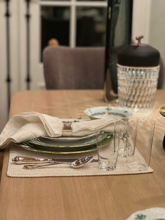 Italian Linen Hand Knit Placemat in Ivory by Fiorira un Giradino