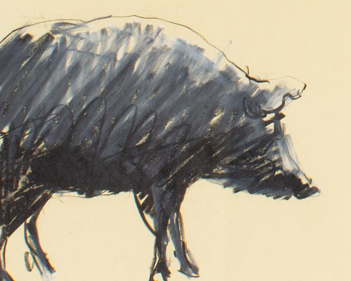 James L. Bruch 1960s Pastel Drawing of a Pig