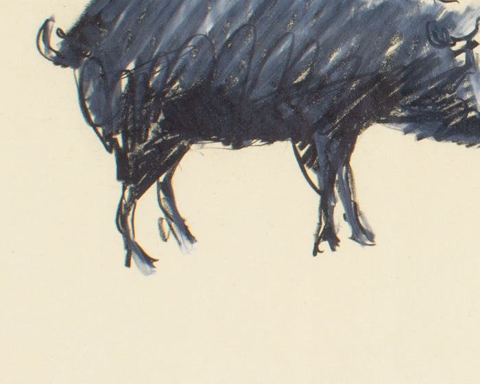 James L. Bruch 1960s Pastel Drawing of a Pig