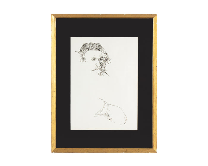 James L. Bruch Abstract Ink Portrait Drawing