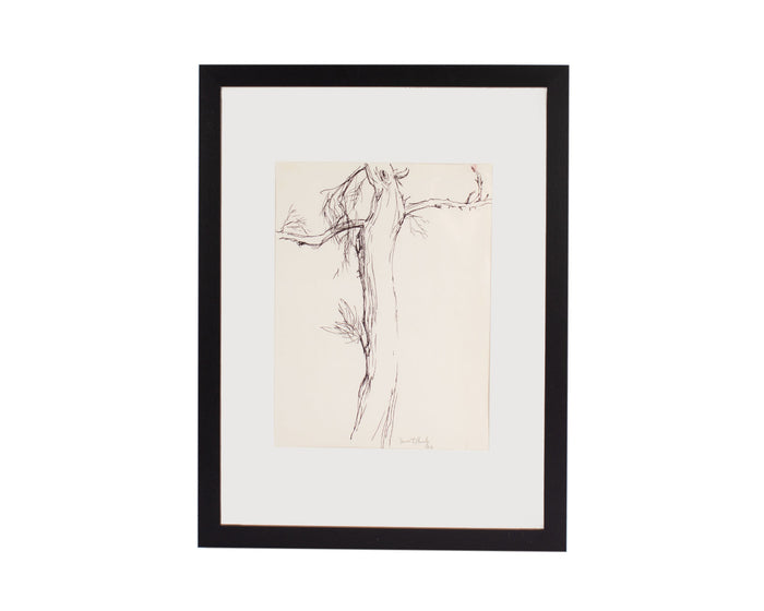 James L. Bruch Signed 1964 Ink Drawing of a Tree