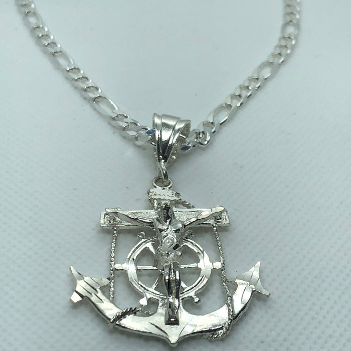 Jesus Christ Anchor with 24" Necklace (.925 PURE SILVER)