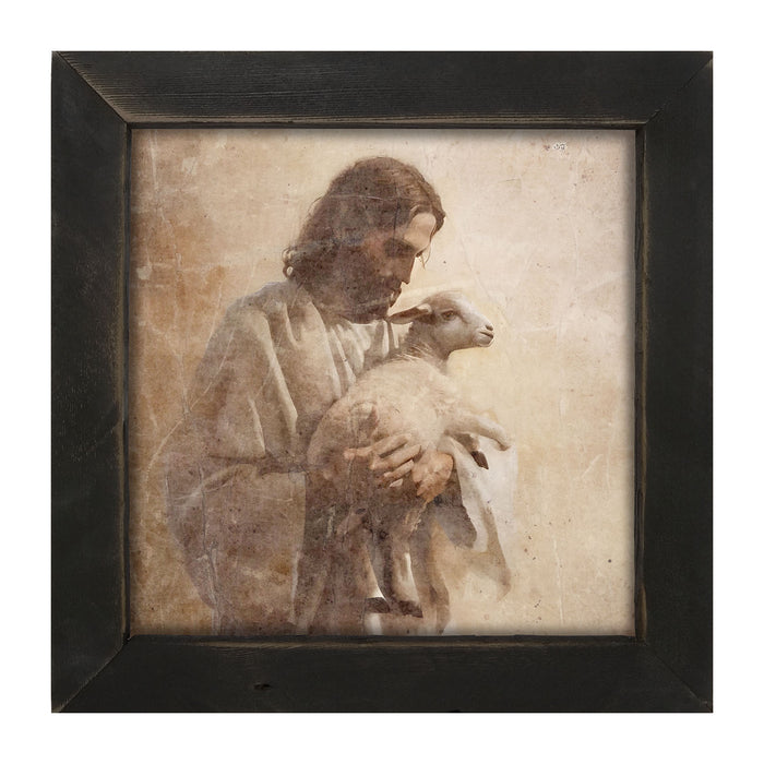 Jesus with a lamb - Framed Art