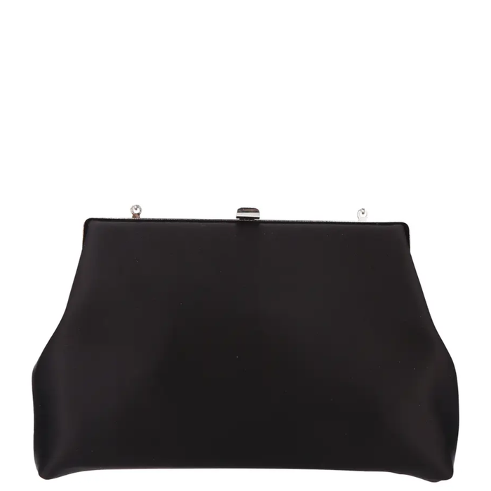 Elegant ladies satin clutch evening handbag with a sleek design, perfect for formal events and evening occasions.