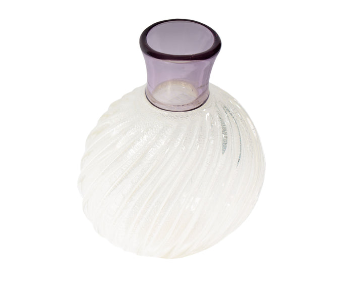 Larry Laslo Mikasa Amethyst and Silver Fleck Glass Vase
