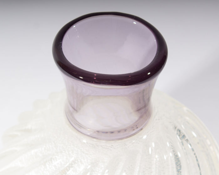 Larry Laslo Mikasa Amethyst and Silver Fleck Glass Vase